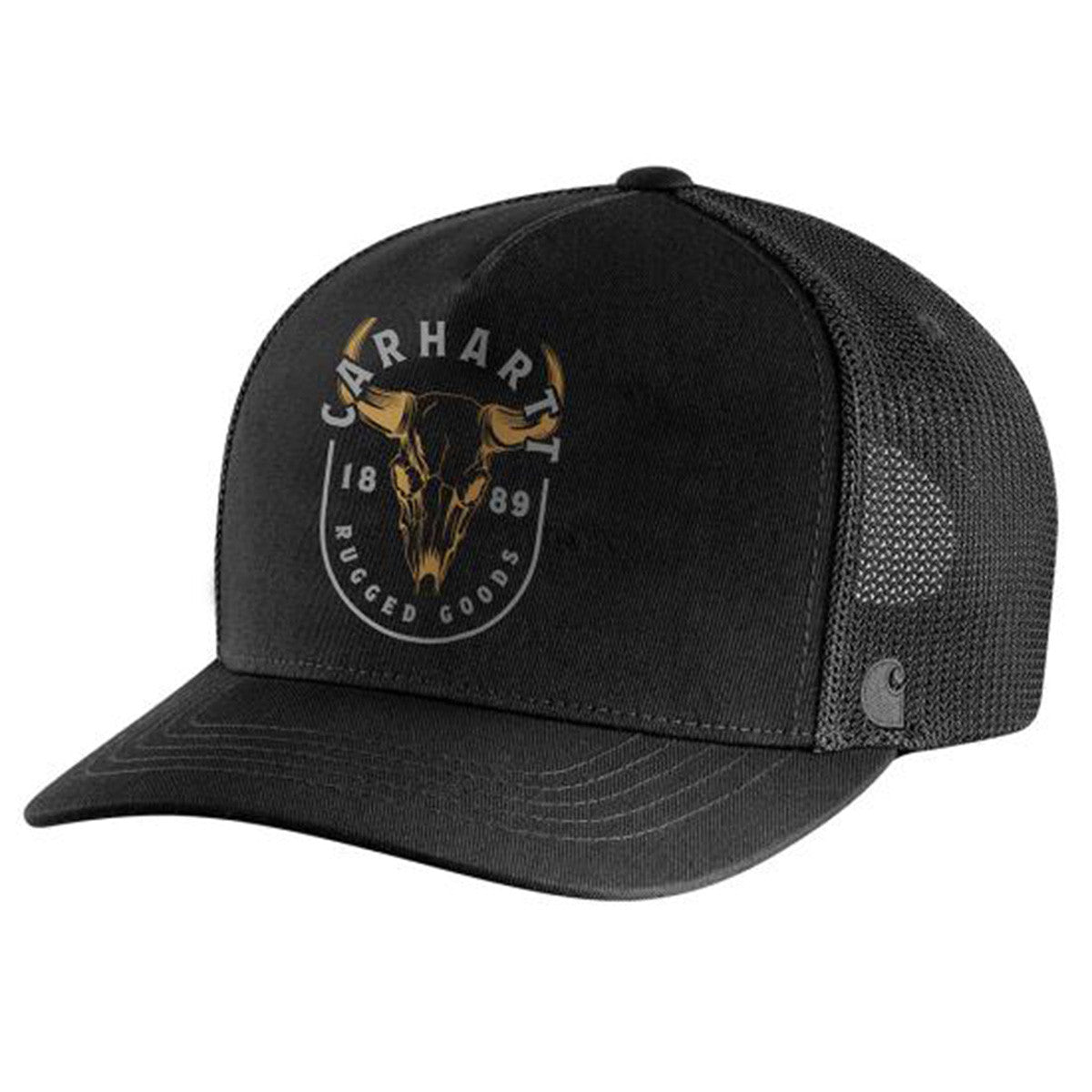 Image of the Carhartt Canvas Mesh-Back Skull Graphic Cap in Black