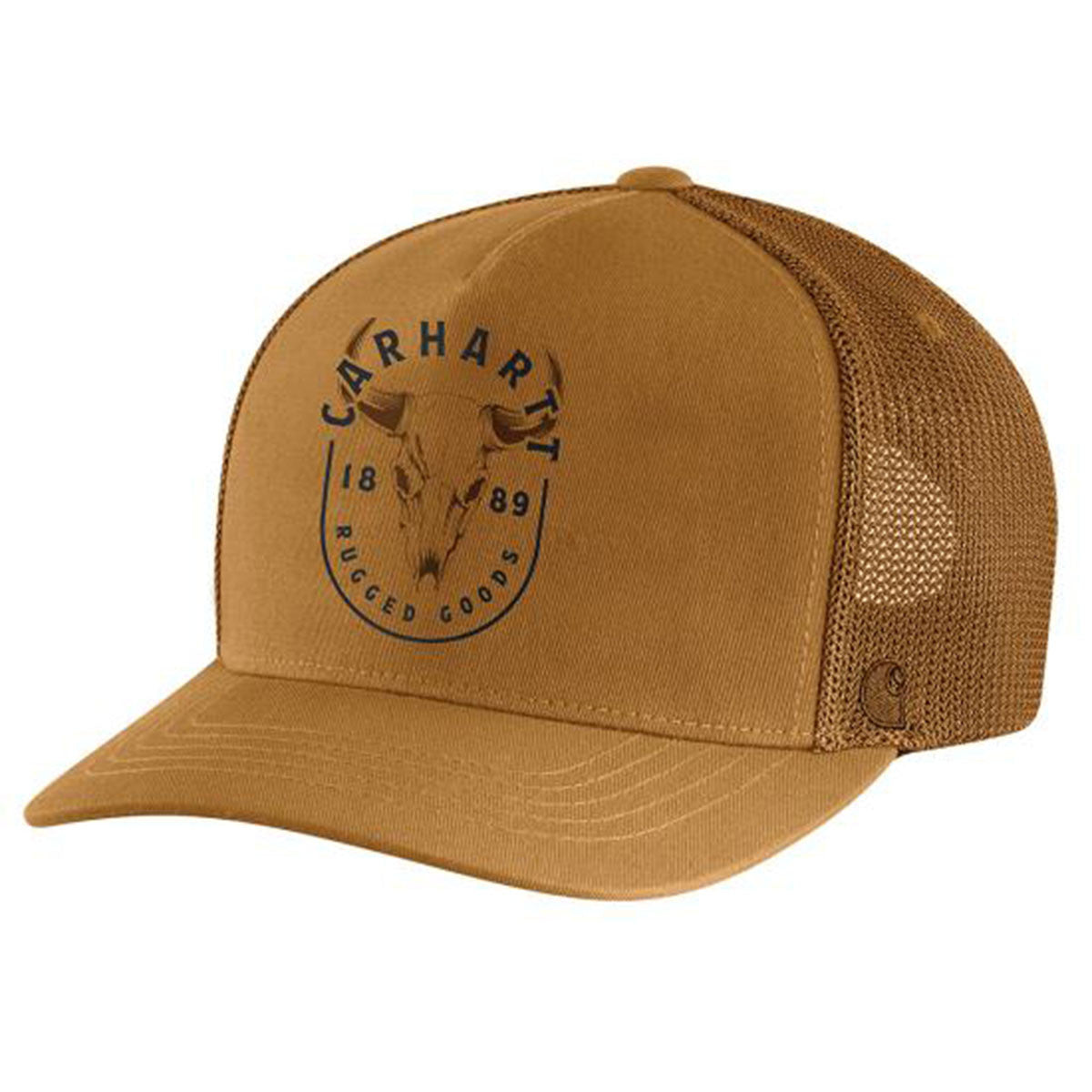 Image of the Carhartt Canvas Mesh-Back Skull Graphic Cap in Carhartt Brown