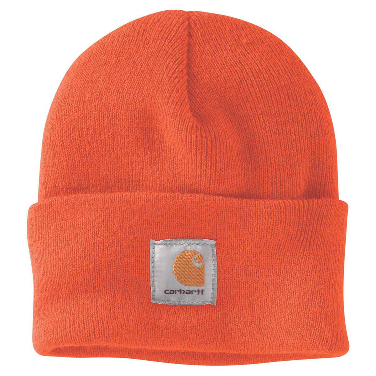 Carhartt Knit Cuffed Beanie Image in Bright Orange
