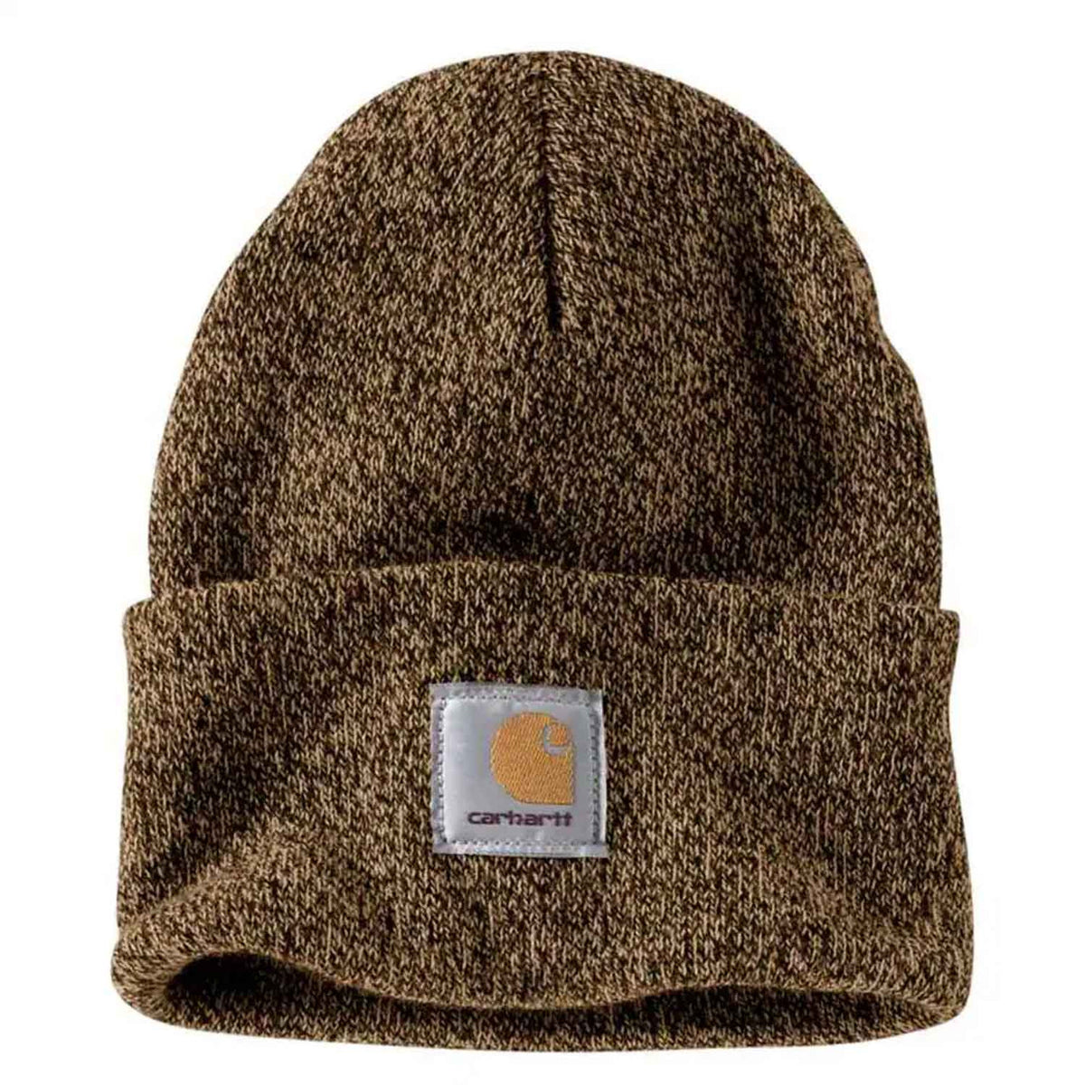Carhartt Knit Cuffed Beanie Image in Dark Brown/Sandstone