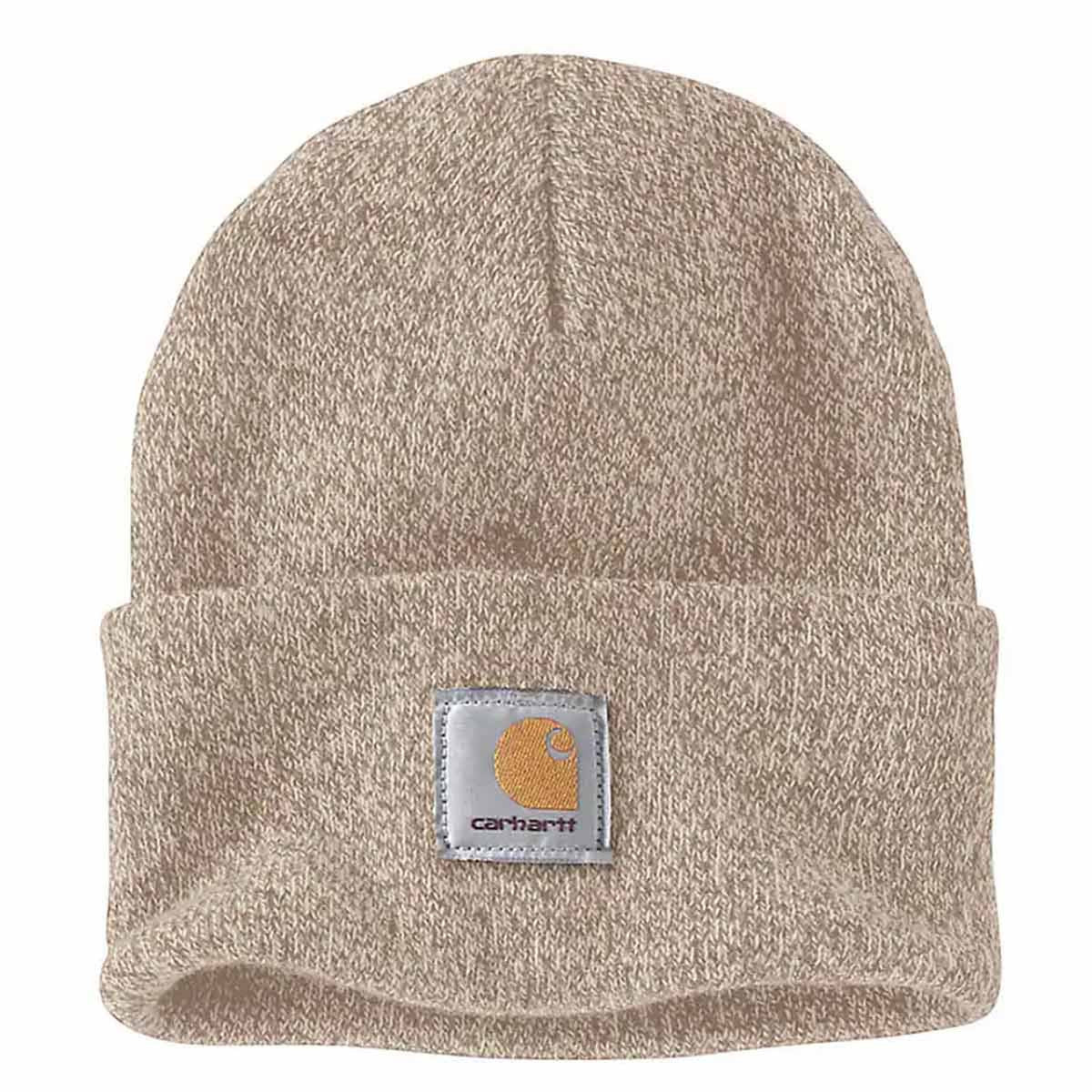 Carhartt Knit Cuffed Beanie Image in Flaxseed/Oat Milk Marl Woodrose