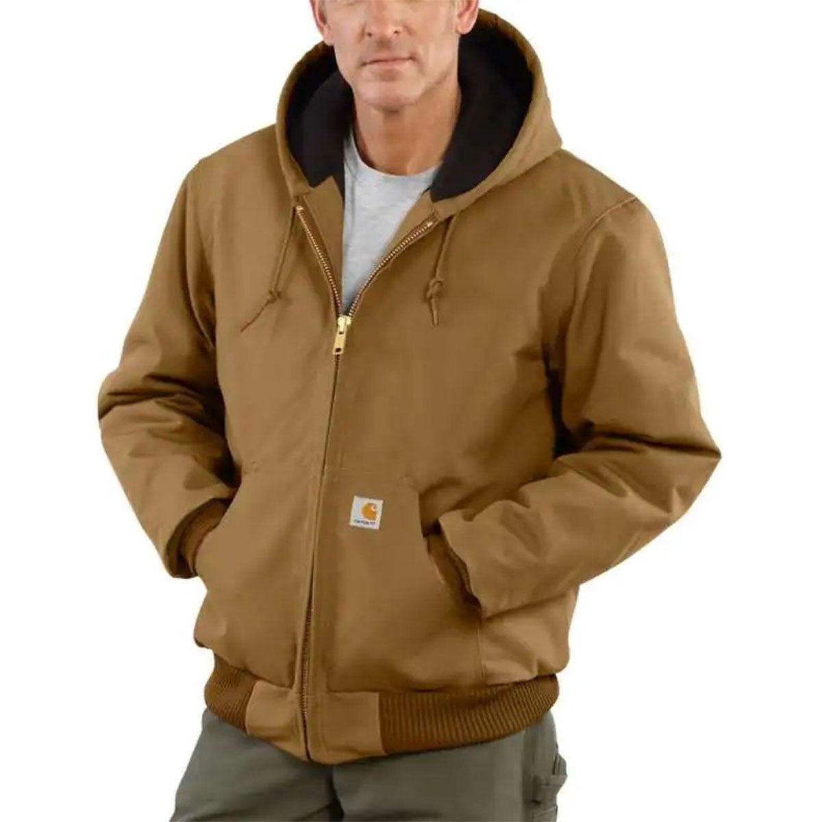 Carhartt Loose Fit Firm Duck Insulated Flannel-Lined Active Jac Image in Carhartt Brown Gravel