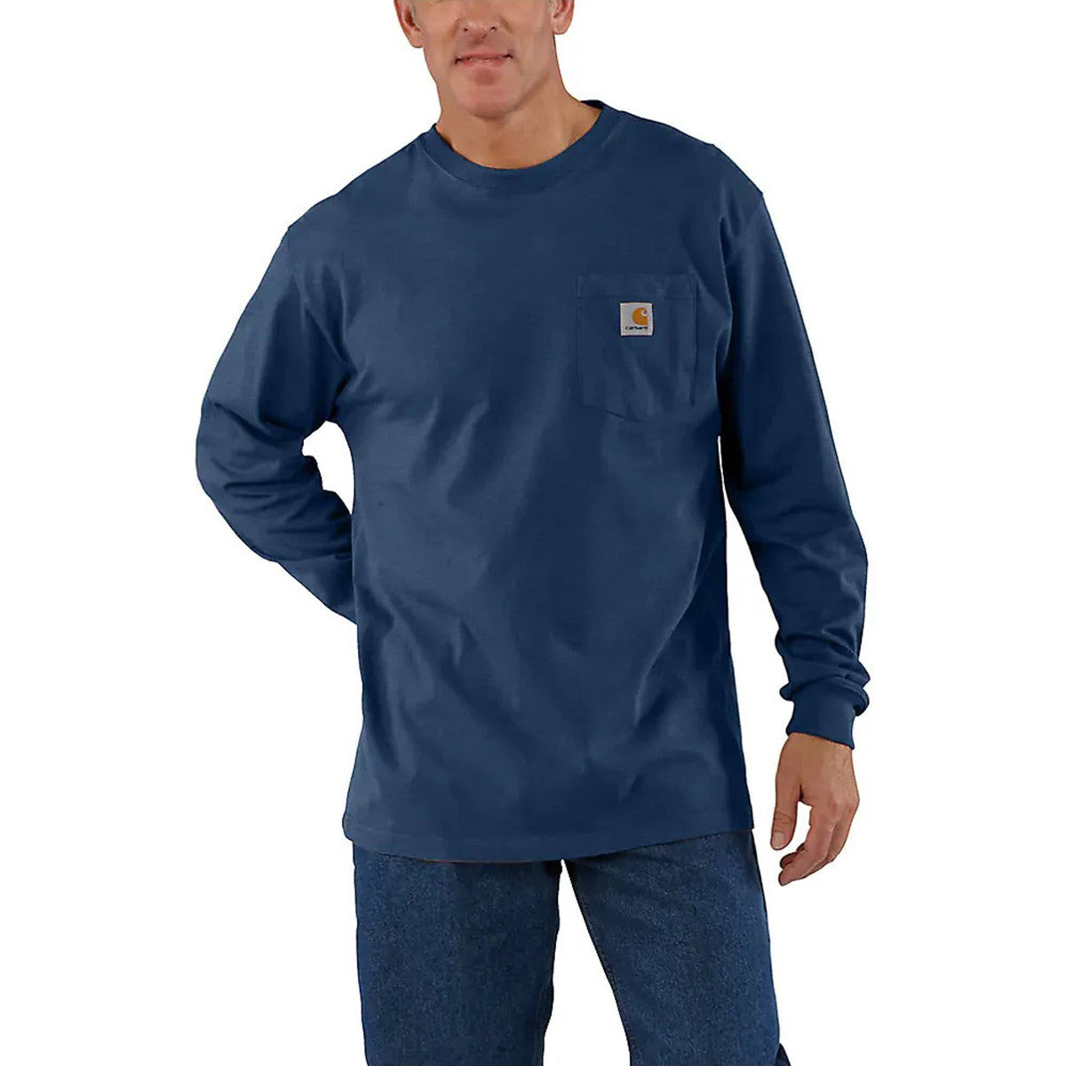 Carhartt Loose Fit Heavyweight Long Sleeve Pocket T-Shirt Image in Blue Heather