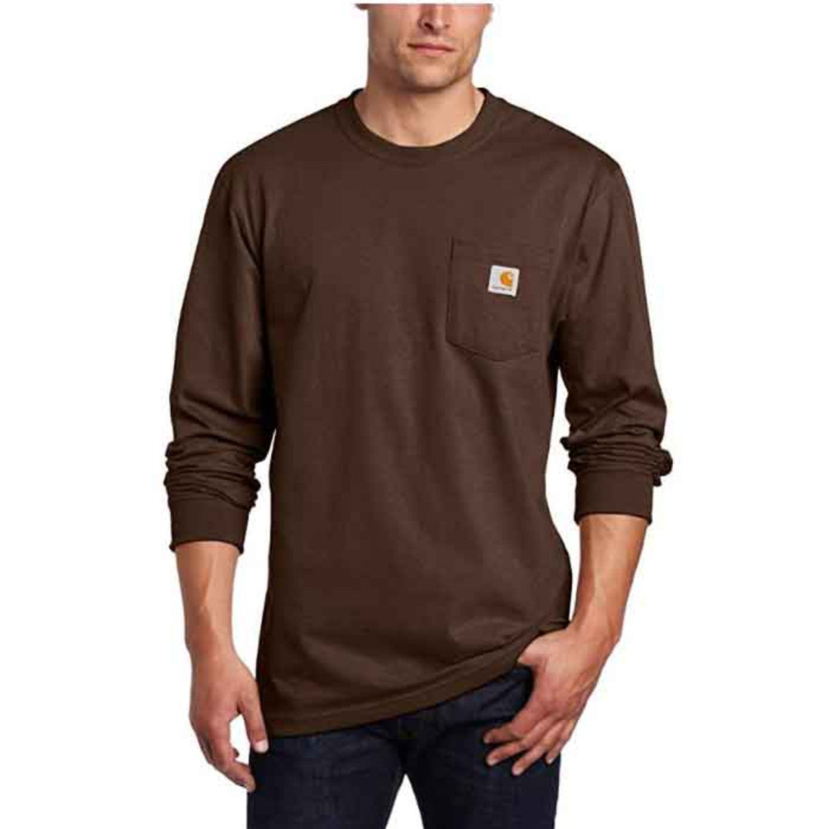 Carhartt Loose Fit Heavyweight Long Sleeve Pocket T-Shirt Image Mocha Heather