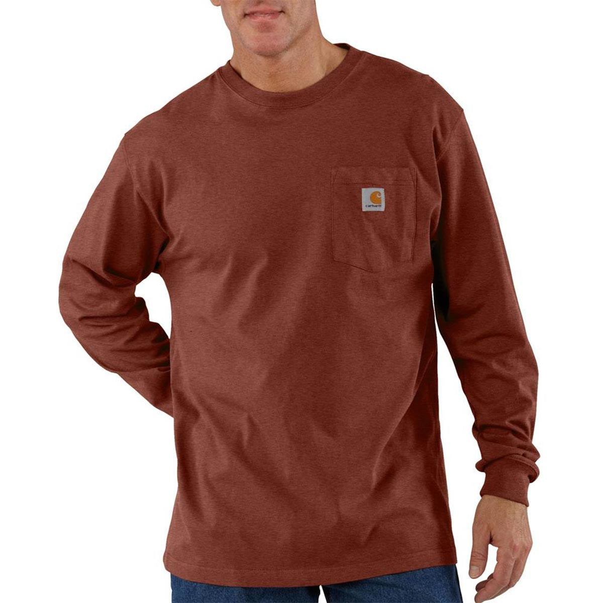 Carhartt Loose Fit Heavyweight Long Sleeve Pocket T-Shirt Image in Iron Ore Heather