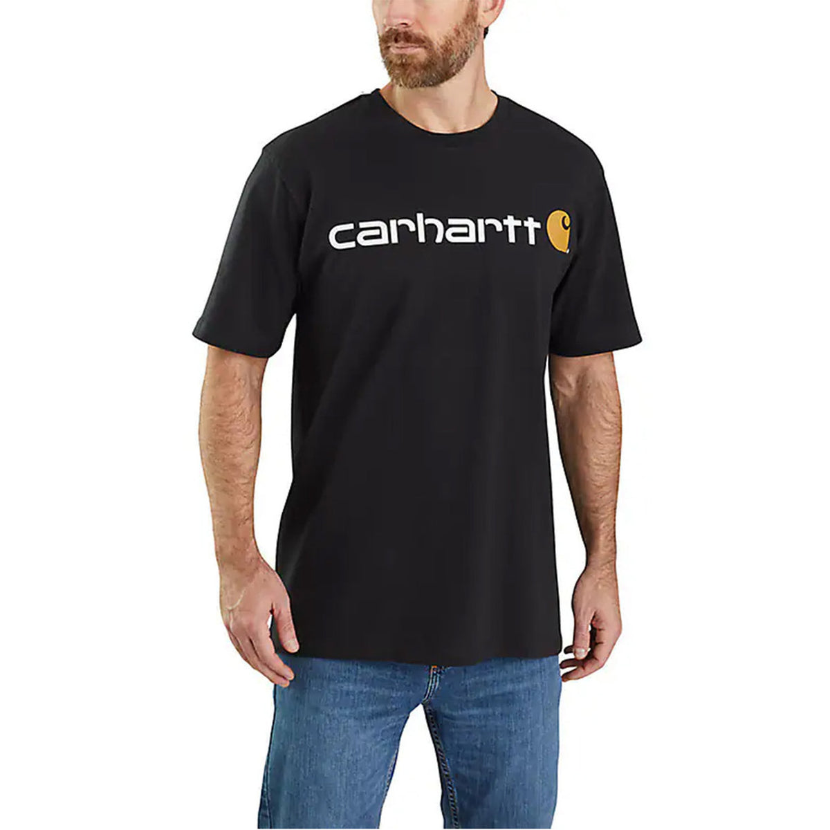 Carhartt Loose Fit Heavyweight Short Sleeve Logo Graphic T-Shirt Image in Black