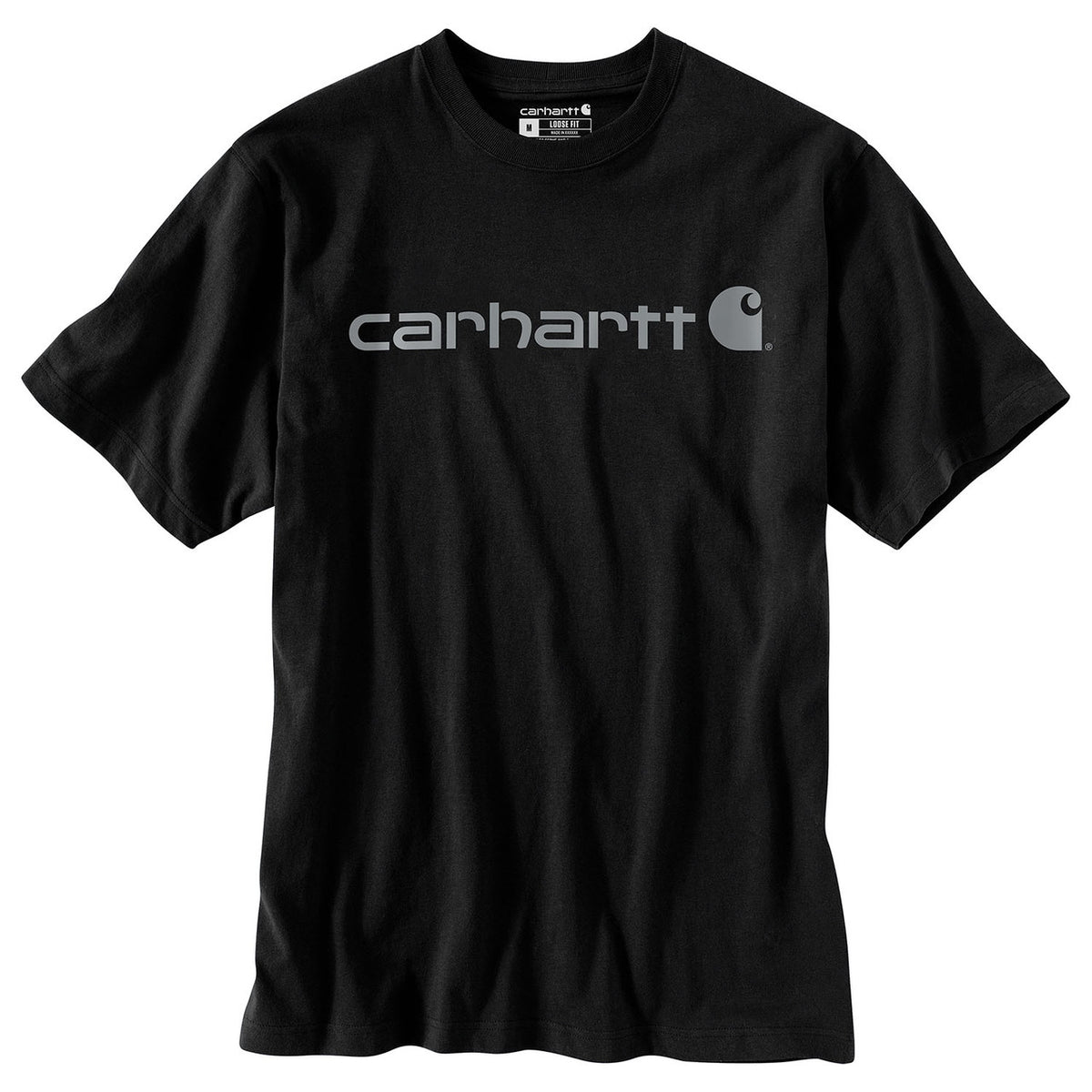 Carhartt Loose Fit Heavyweight Short Sleeve Logo Graphic T-Shirt Image in Black-Gray