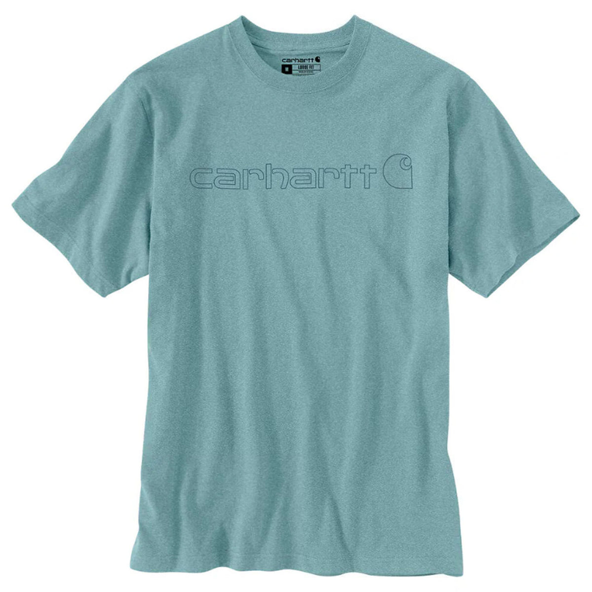 Carhartt Loose Fit Heavyweight Short Sleeve Logo Graphic T-Shirt Image in Summer Blue Heather