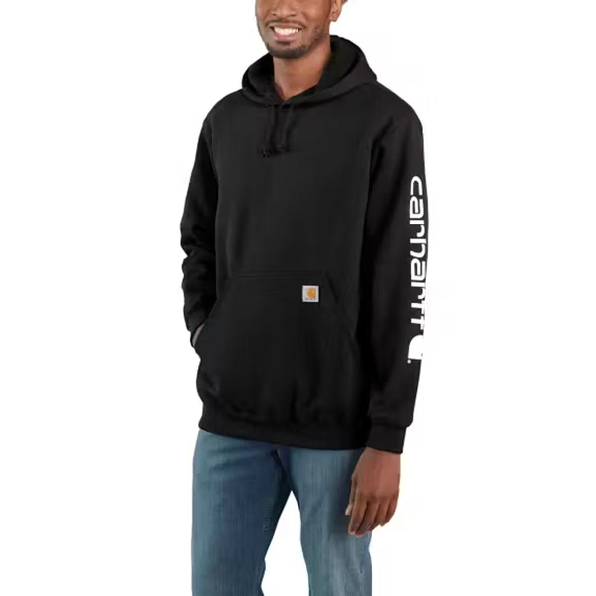 Carhartt Loose Fit Midweight Logo-Sleeve Graphic Hoodie Image in Black