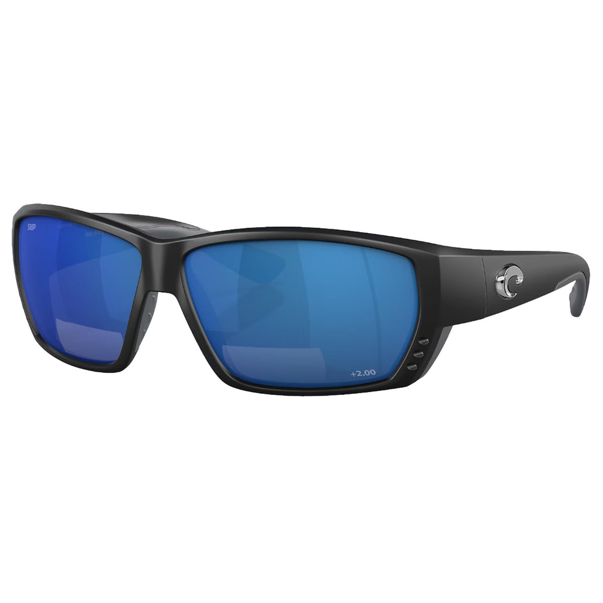 Costa Del Mar Tuna Alley Readers Sunglasses - Matte Black Gray Blue Blue Mirror 580P C-Mate 2.00