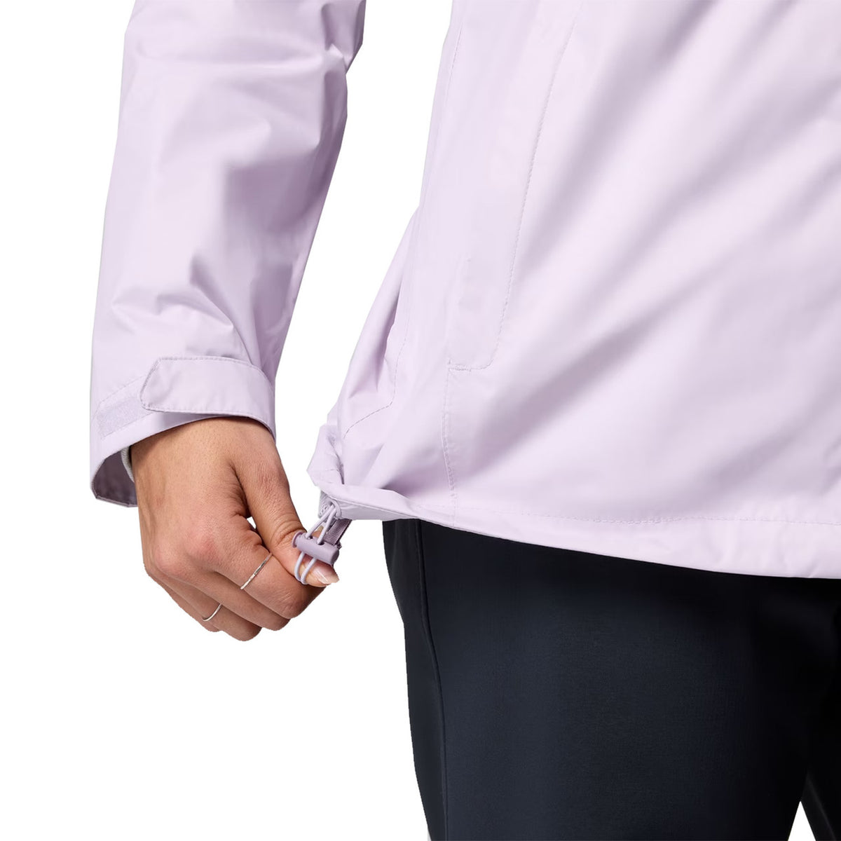 Waistband Drawcord Image of the Columbia Women's Arcadia II Rain Jacket.