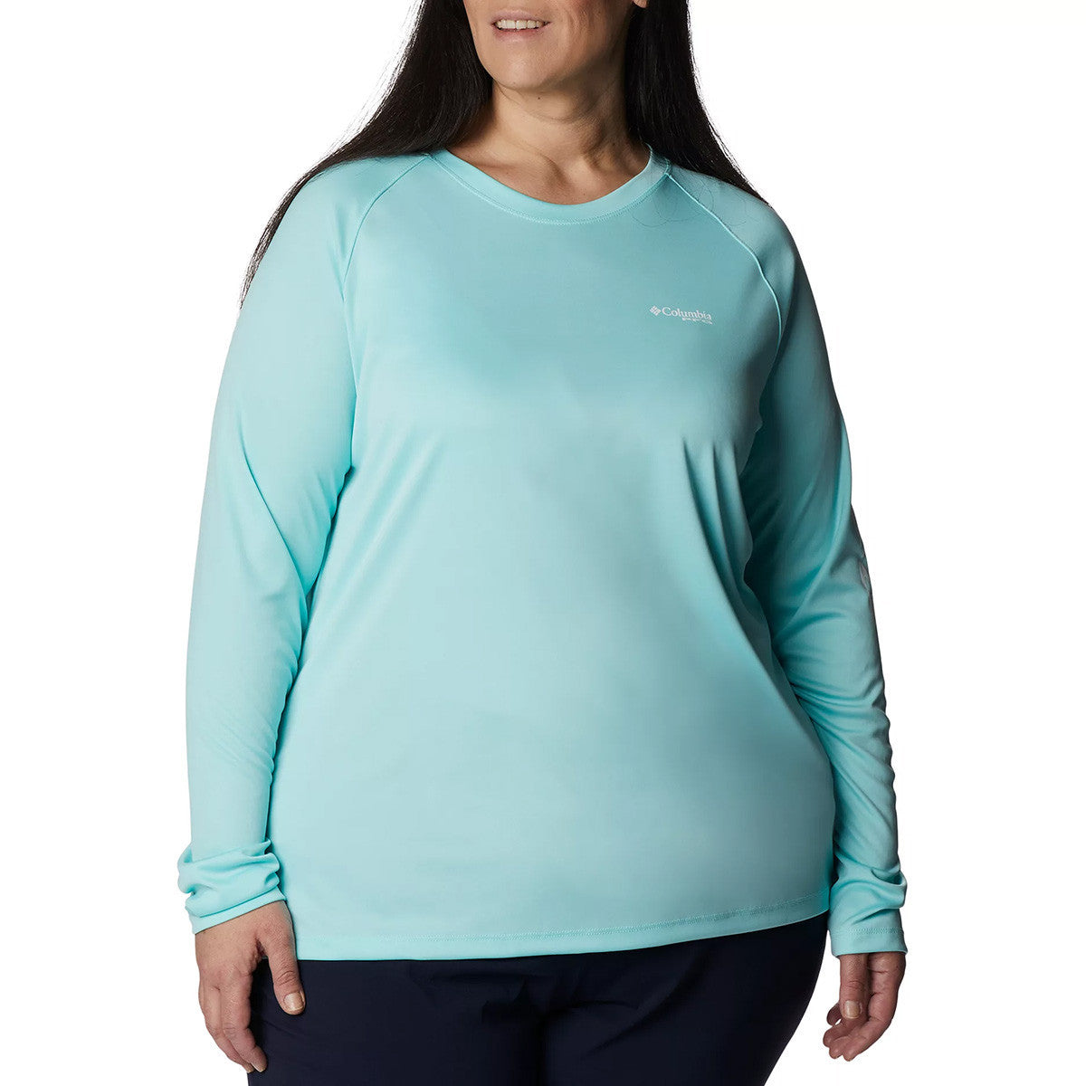 Image of the Columbia Women's Tidal Tee II Long Sleeve in Gulf Stream-White