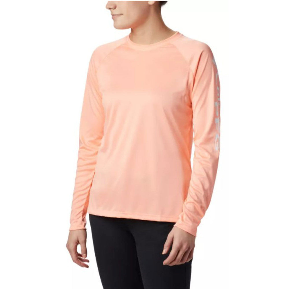 Image of the Columbia Women's Tidal Tee II Long Sleeve in Tiki Pink-White