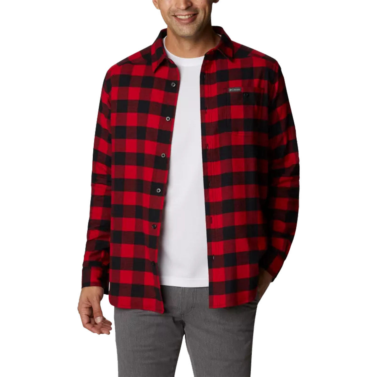 Columbia Men's Cornell Woods Flannel Long Sleeve Shirt - Mountain Red Buffalo Check