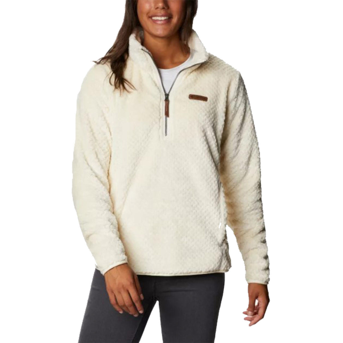 Columbia Women's Fire Side 1/4 Zip Sherpa Fleece - Chalk