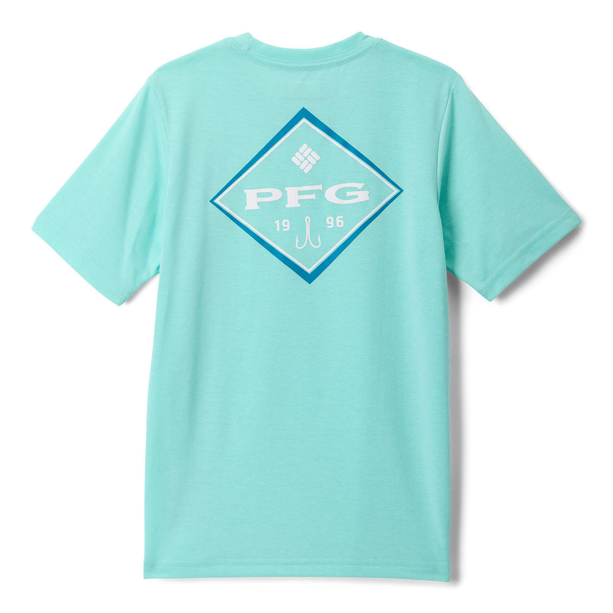Columbia Youth PFG Short-Sleeve Seasonal Graphic Tee Back Image in Gulf Stream-PFG Diamond Bit Gem