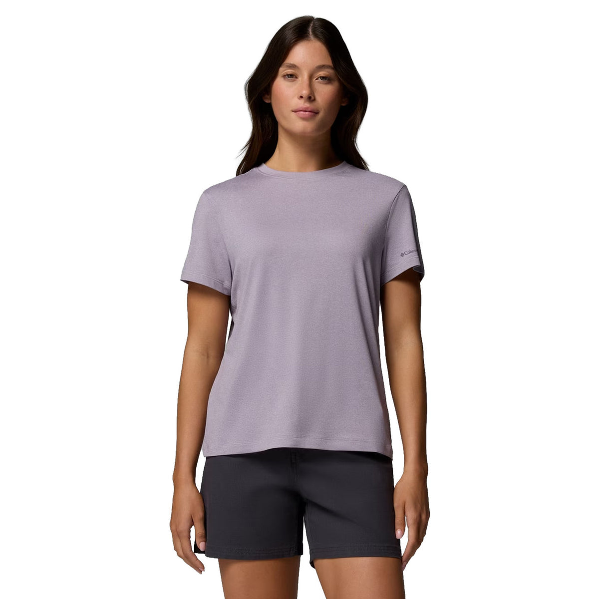 Image of the Columbia Women's Parsons Point Short Sleeve Logo Tee in Lavender Pearl