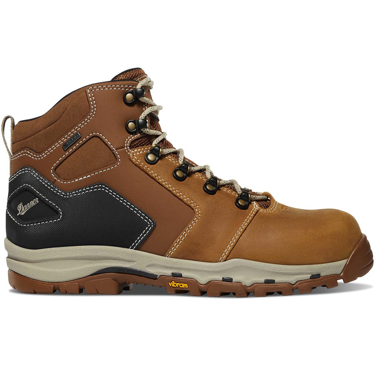 Danner Vicious 4.5" Work Boot Side Image in Tan/Black