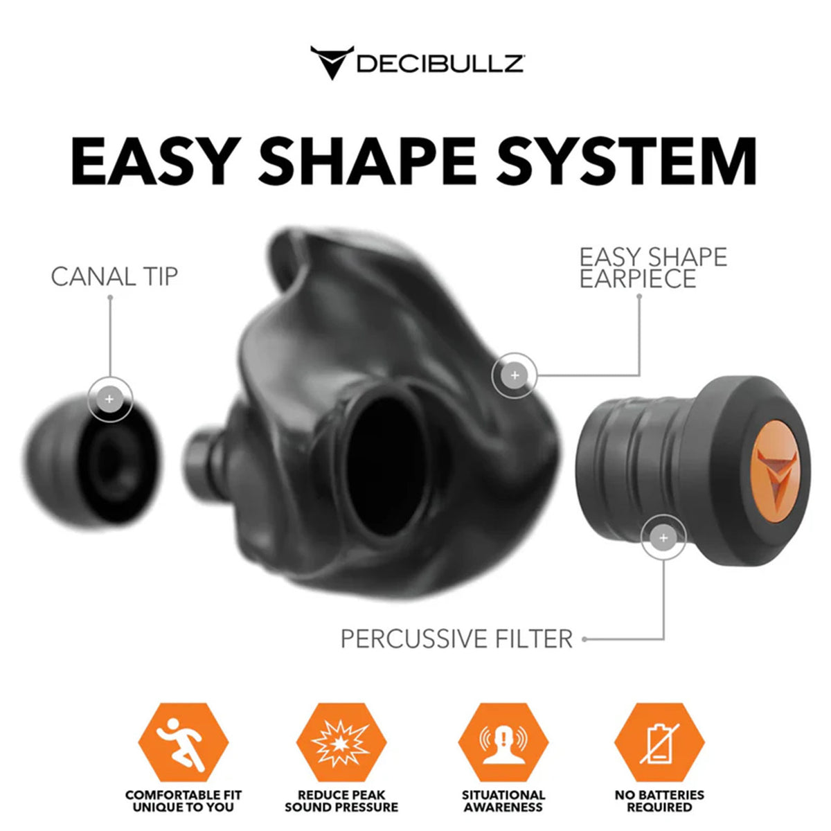 Decibullz Custom Molded Percussive Filter Earplugs Easy Shape System Image