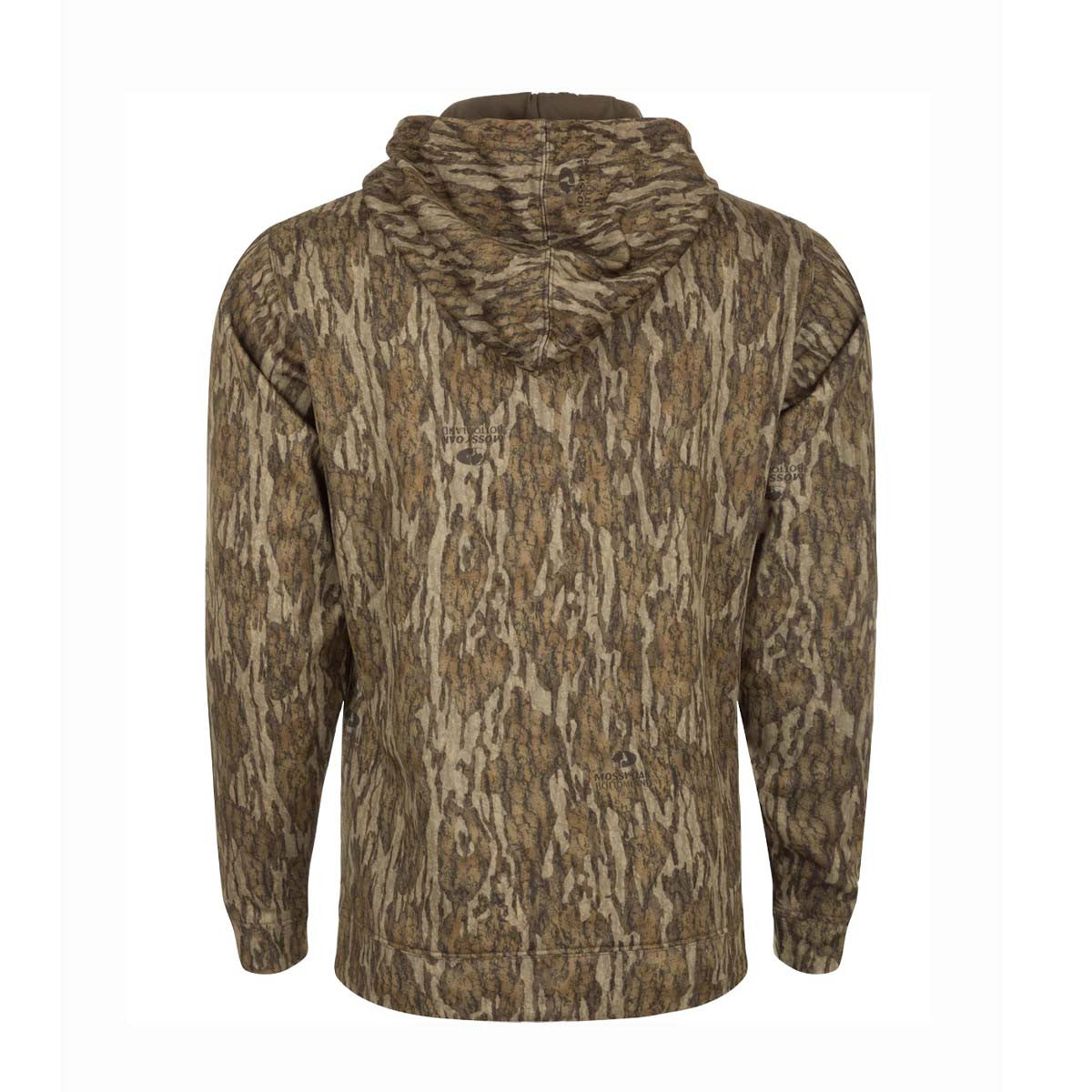Drake Performance Camo Hoodie Back Image in Mossy Oak Bottomland