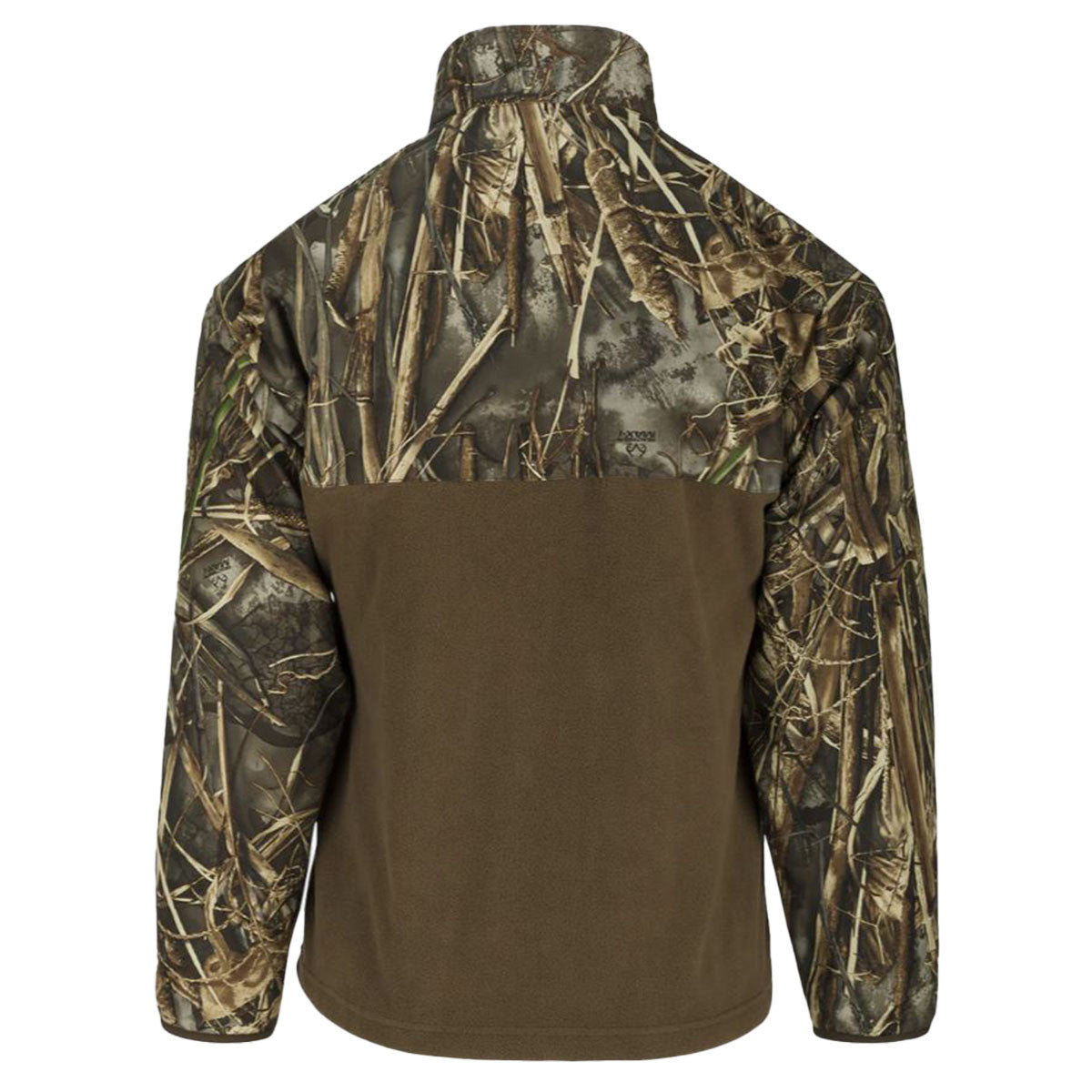 Drake Waterfowl MST 1/4 Zip Refuge Eqwader Jacket Back Image in Realtree Max 7