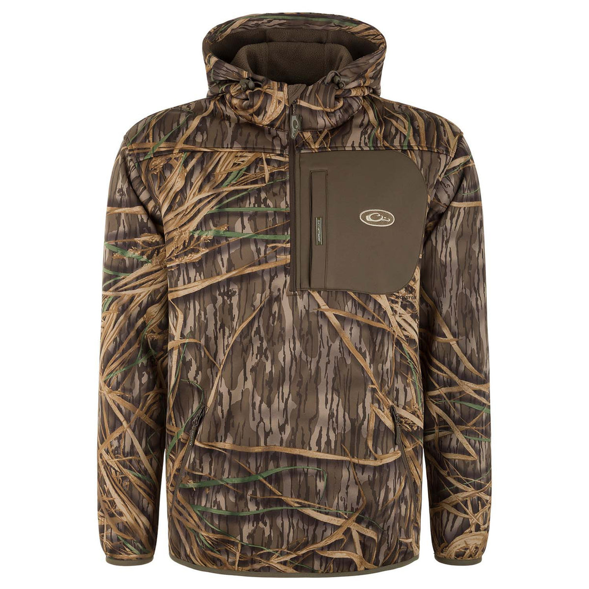 Image of the Drake Waterfowl MST Endurance 1/4 Zip Jacket with Hood in Mossy Oak Original Shadow Grass