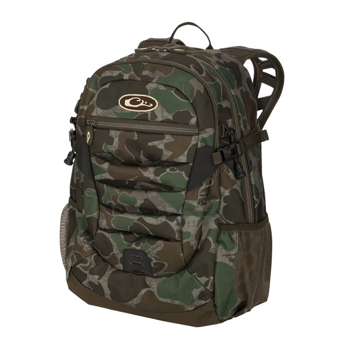 Drake Waterfowl Youth Camo Daypack Image in Old School Green