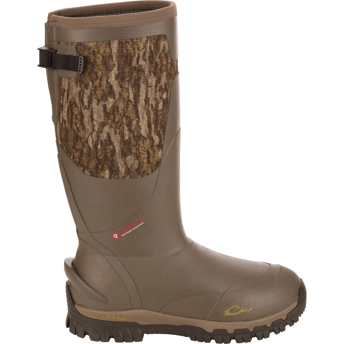 Drake Waterfowl BMF1600 17" Insulated Rubber Boots Outside Image in Mossy Oak Bottomland