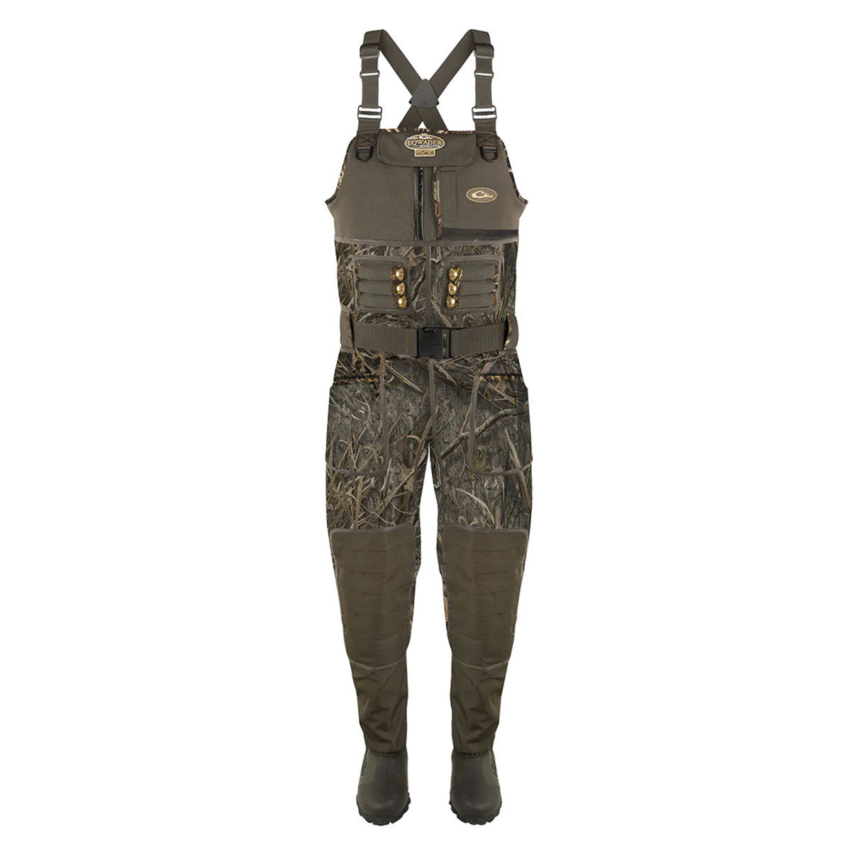 image of Drake Buckshot Eqwader 1600 Neoprene Wader 3.0 in Mossy Oak Habitat.