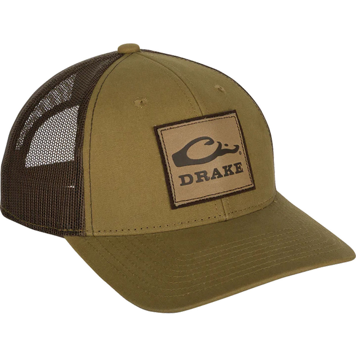 Drake Square Leather Patch Mesh Back Cap image in Bronze