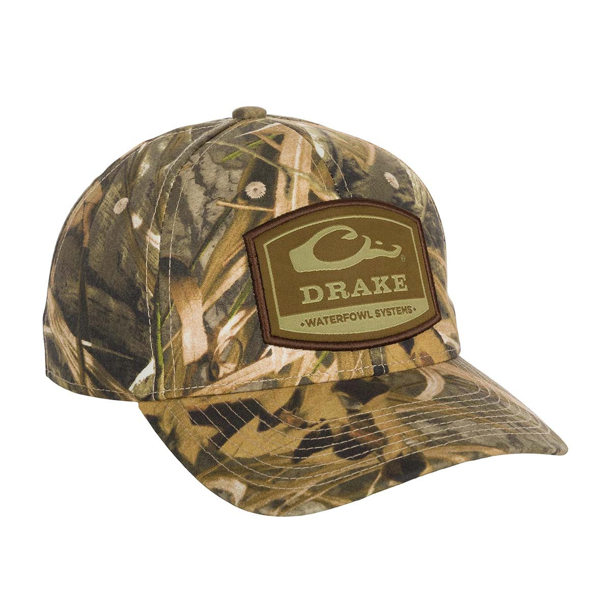 Drake Waterfowl 6-Panel Badge Cap Image in Mossy Oak Habitat