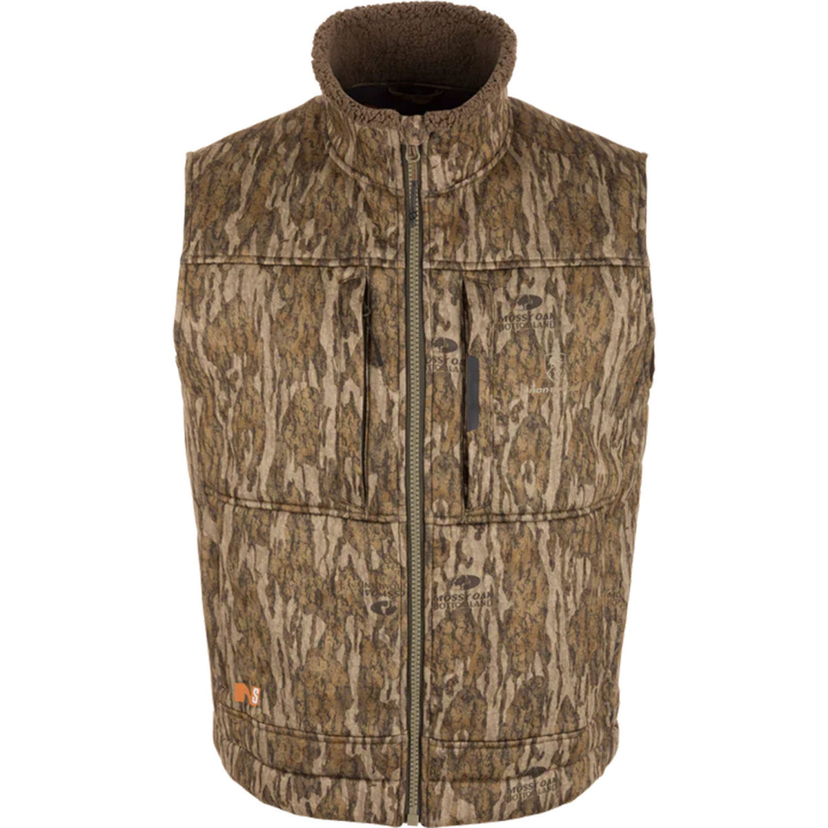 Drake Midweight Nova Silencer Vest with Scent Control image in Mossy Oak Bottomland