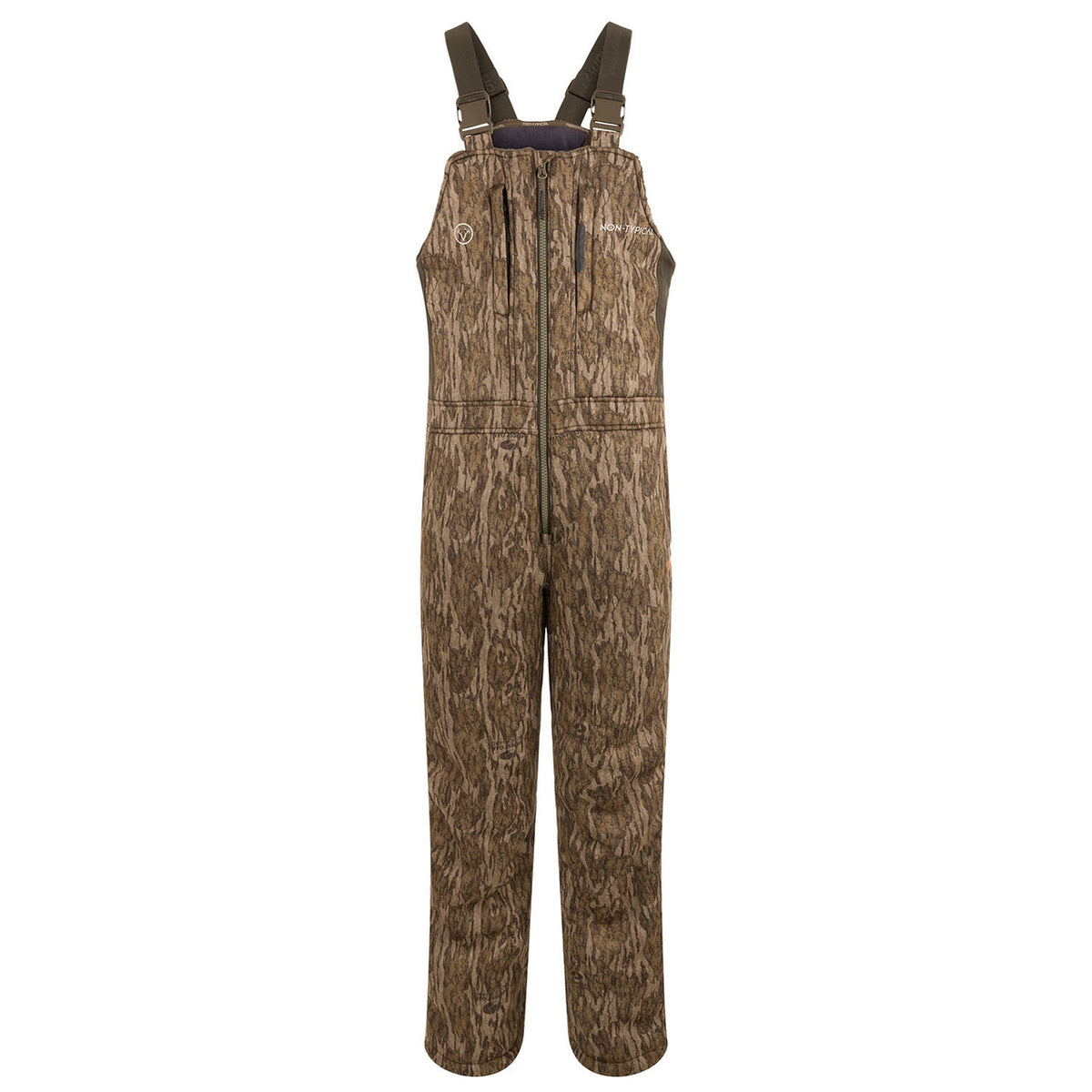 Drake Midweight Nova Silencer Bib with Agion Active X2 image in Mossy Oak Bottomland