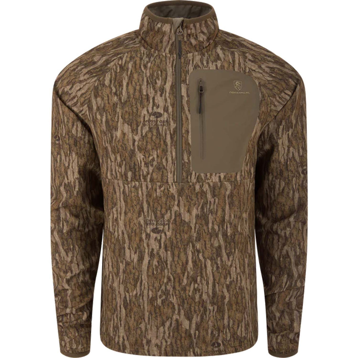 Drake Non-Typical SWT Hybrid Half Zip with Scent Control image in Mossy Oak Bottomland