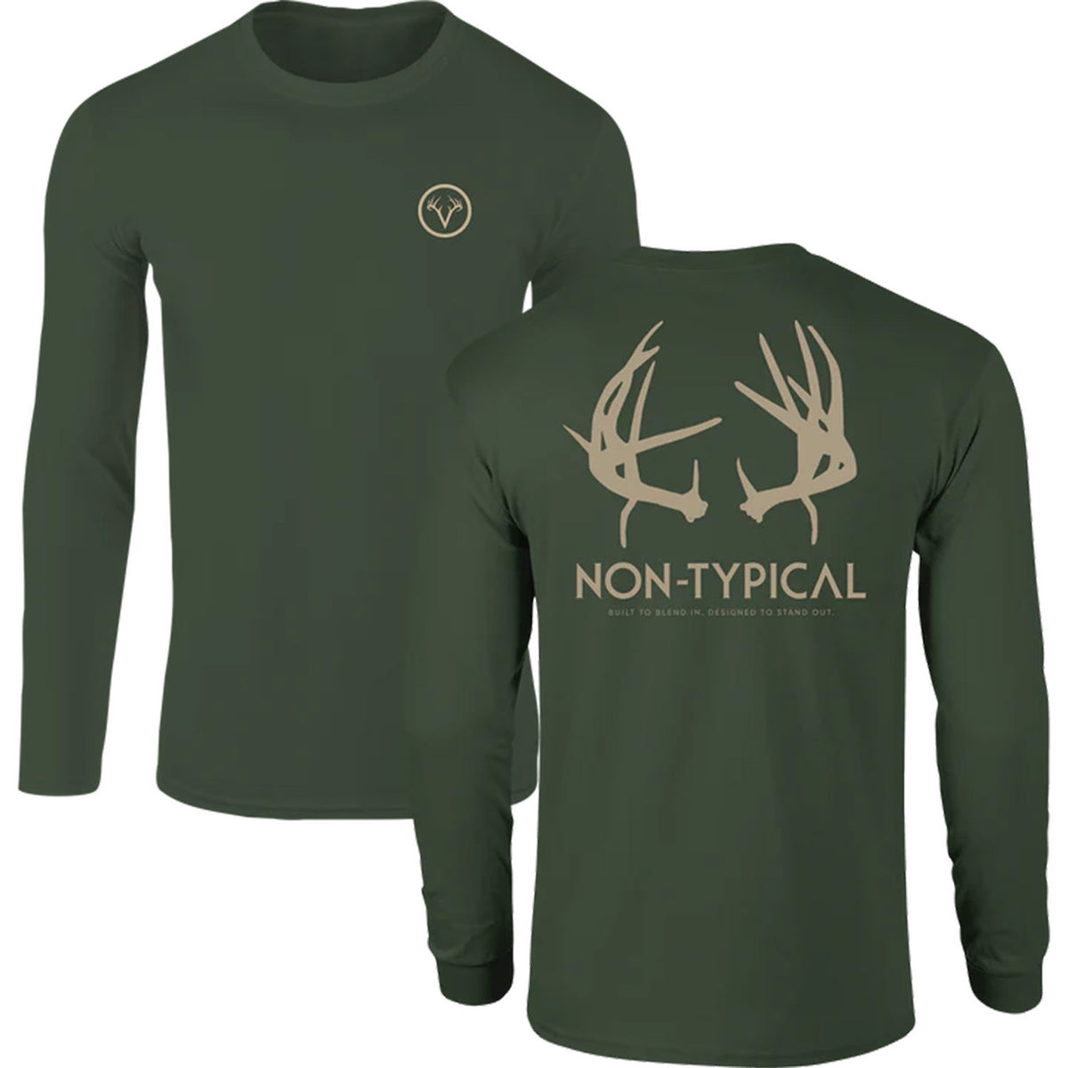 Image of the Drake Non-Typical Drop Tine Long Sleeve T-Shirt in Douglas Fir