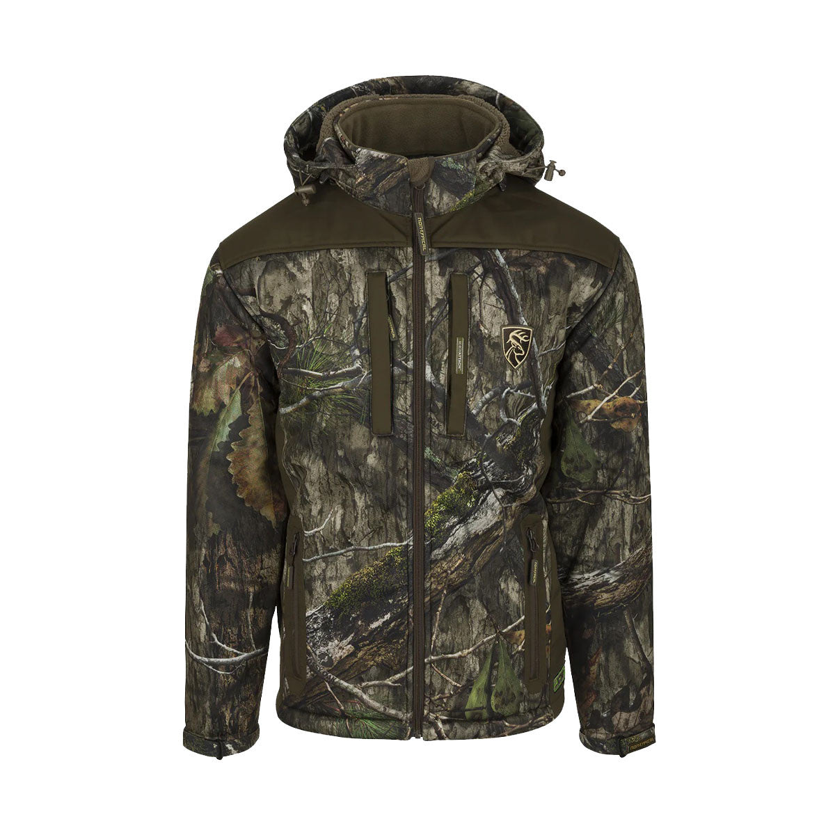 Drake Waterfowl Standstill Windproof Jacket with Agion Active XL Image in Mossy Oak DNA