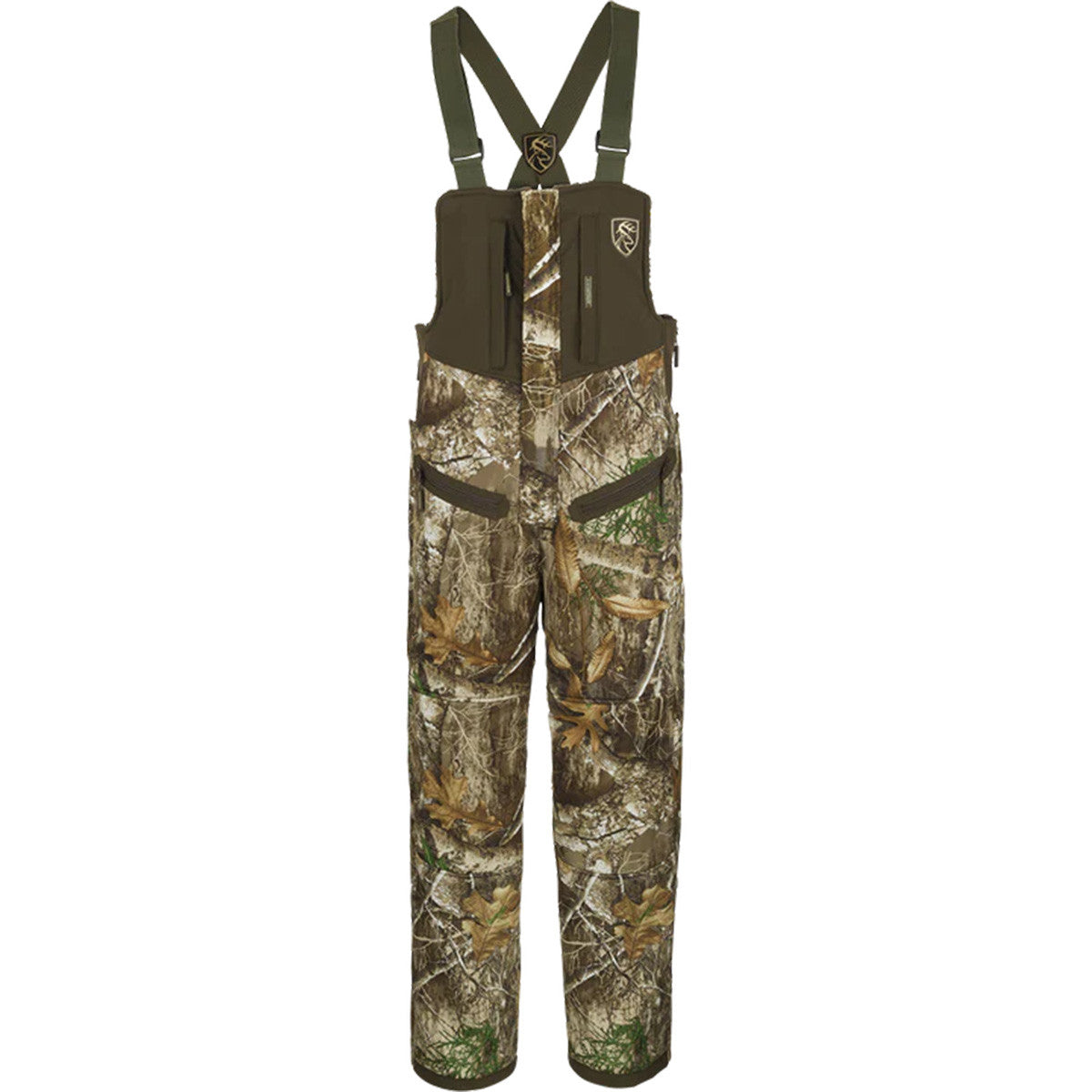 Drake Waterfowl Standstill Windproof Bib with Agion Active XL Image in Realtree Edge
