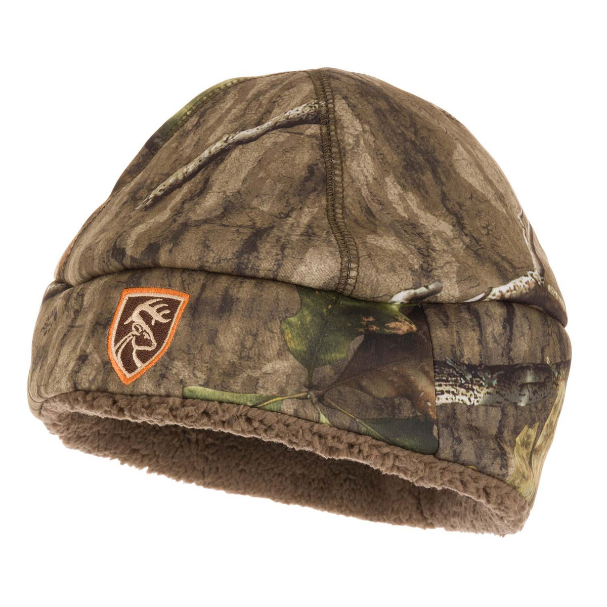 Drake Waterfowl Youth Sherpa Silencer Beanie Image in Mossy Oak Country Roots