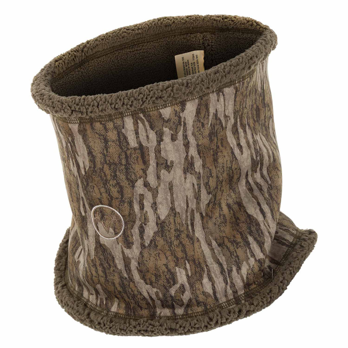 Image of the Drake Non-Typical Silencer Sherpa Fleece Neck Gaiter with Agion Active XL in Mossy Oak Bottomland