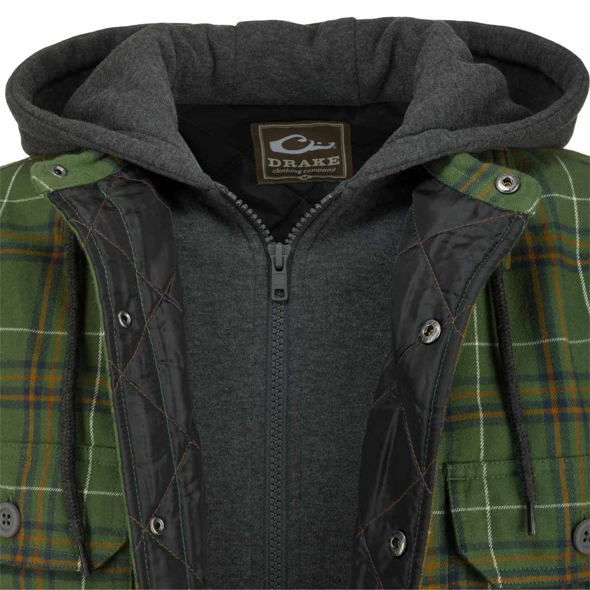 Hood Image of the Drake Waterfowl The Campfire Flannel Hoodie.