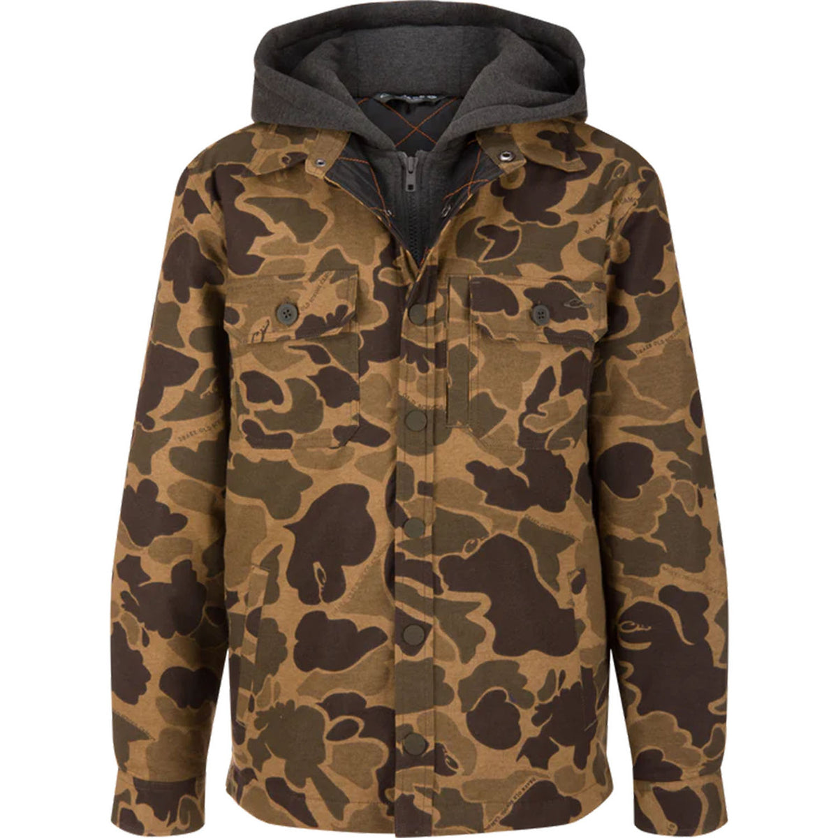 Image of the Drake Youth Campfire Flannel Hoodie in Old School Sport