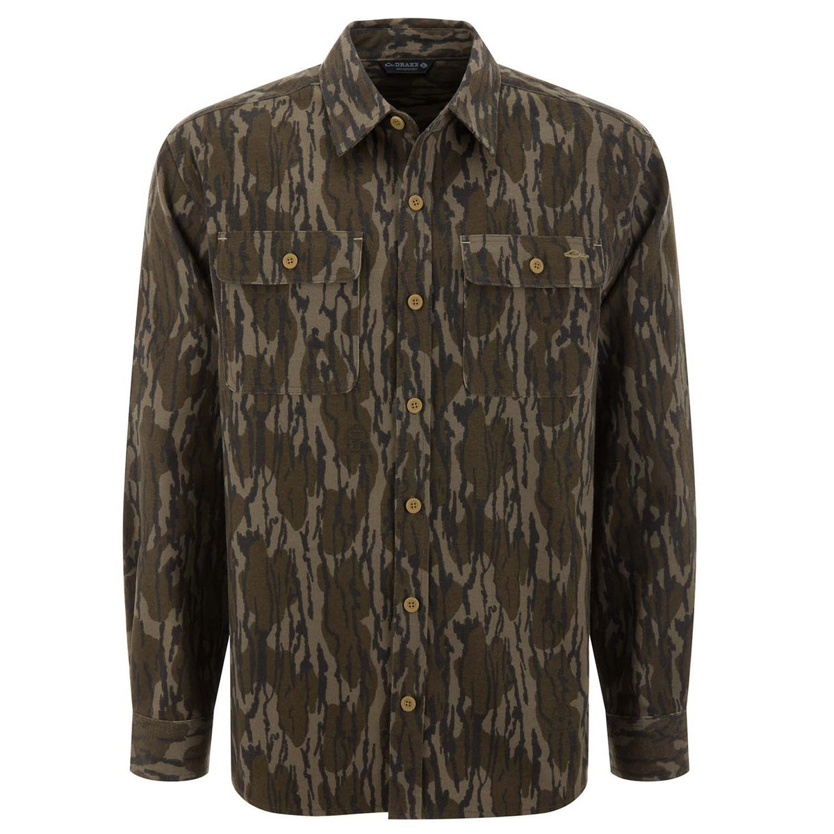 Image of the Drake Legacy Flannel Plaid Shirt image in Mossy Oak Original Bottomland