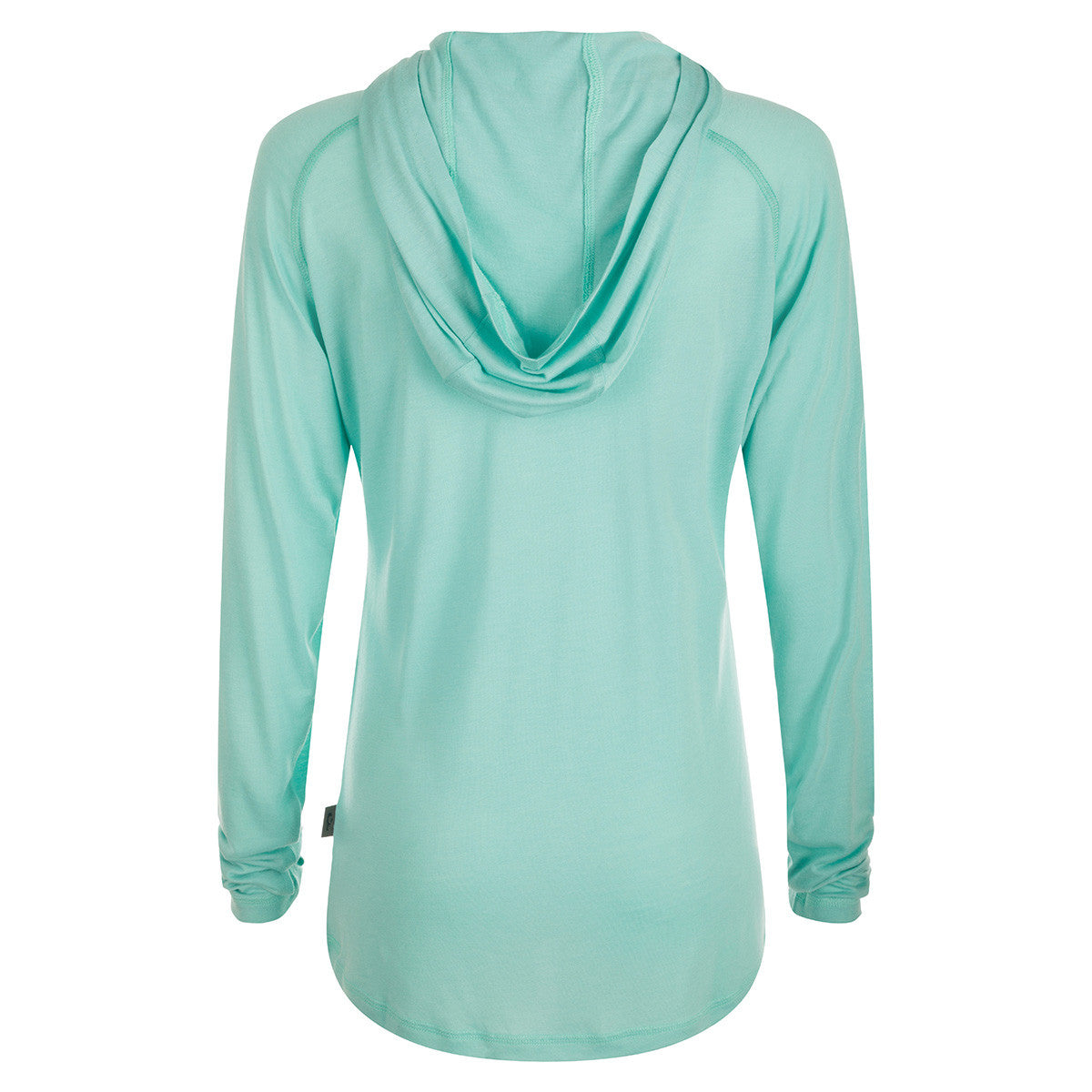 Drake Women's Lauren Mountain Bamboo Long Sleeve Hoodie Front Image in Aqua Haze Heather