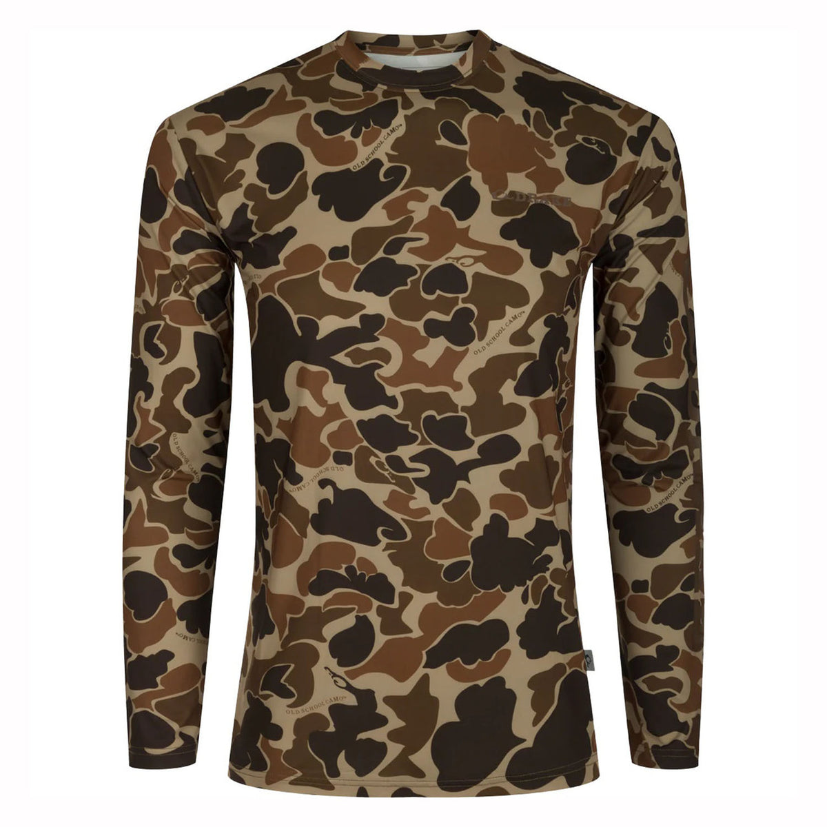 Drake Waterfowl Youth Performance Long Sleeve Printed Crew Front Image in Old School