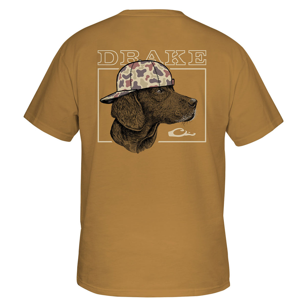 Back Image of the Drake Waterfowl Youth Back Cap Lab T-Shirt in Honey Mustard