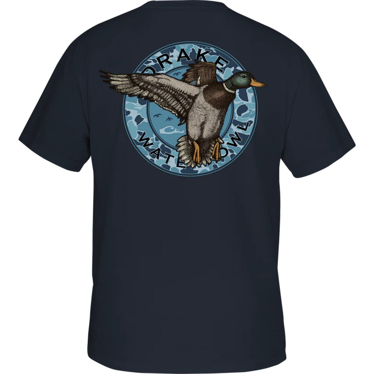 Drake Circle Mallard T-Shirt Indigo Heather Back image