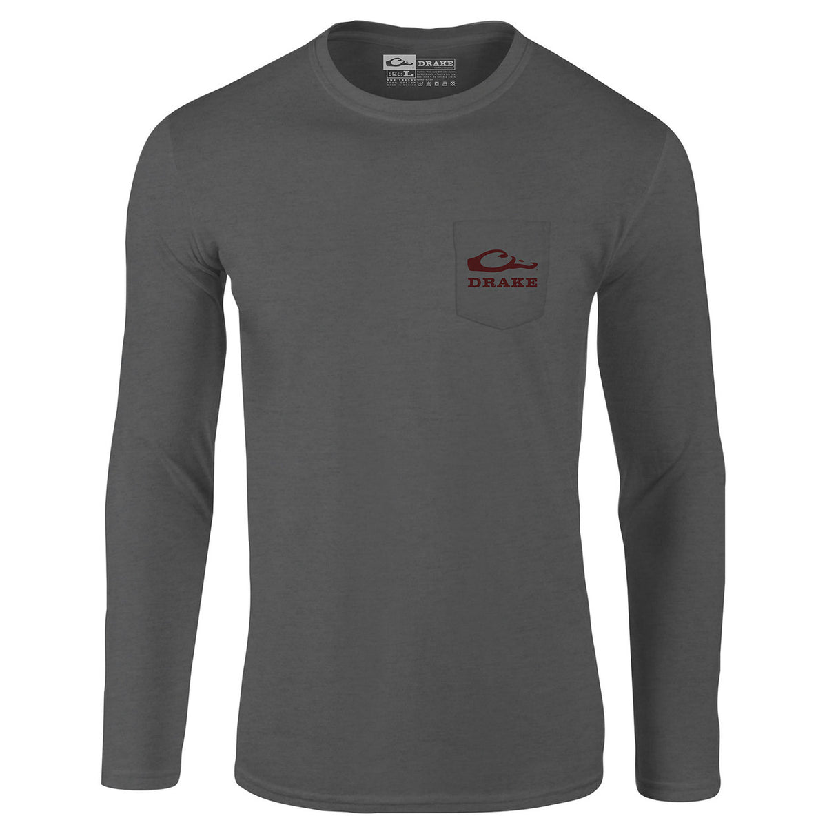 Drake Waterfowl Americana Scenic Long Sleeve T-Shirt Front Image in Graphite Heather