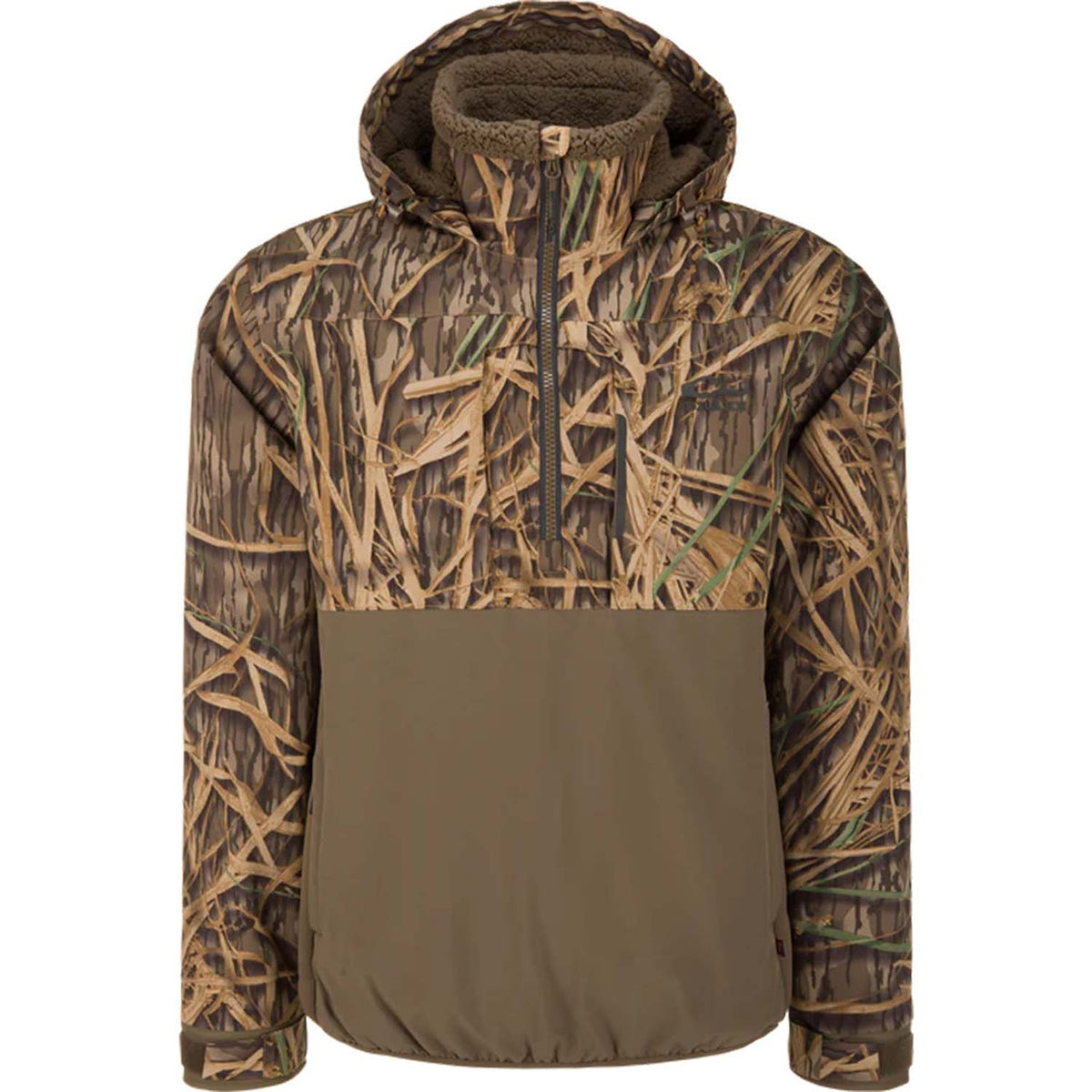 Drake Waterfowl LST BMF Eqwader Half Zip Jacket Image in Mossy oak Original Shadow Grass