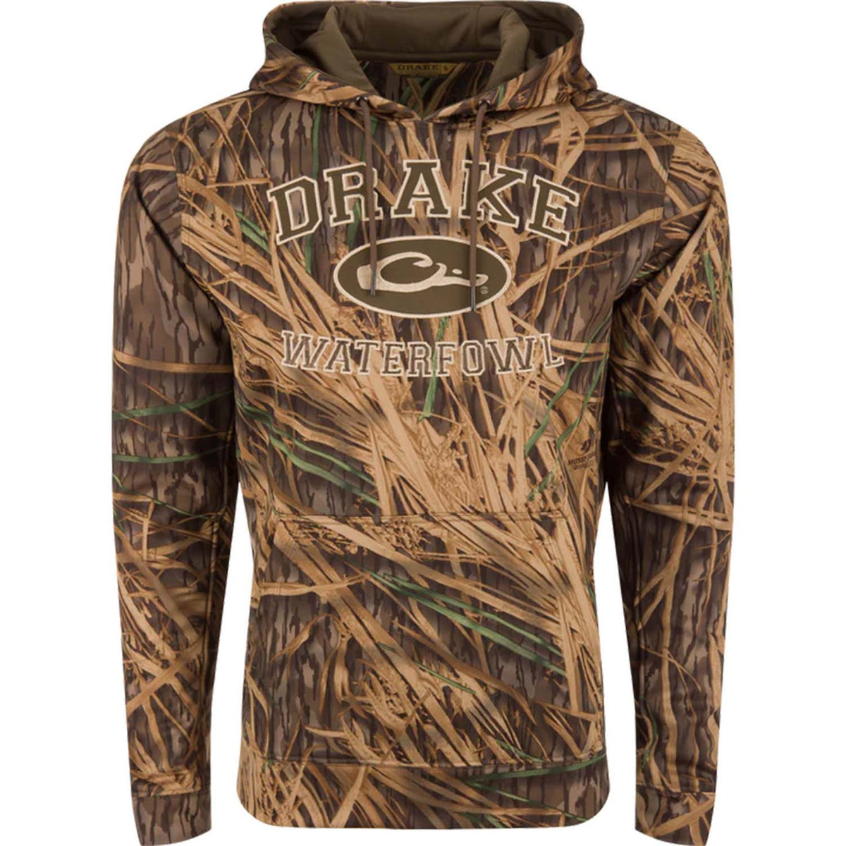 Drake Waterfowl Youth Performance Mossy Oak Hoodie Image in Mossy Oak Original Shadow Grass