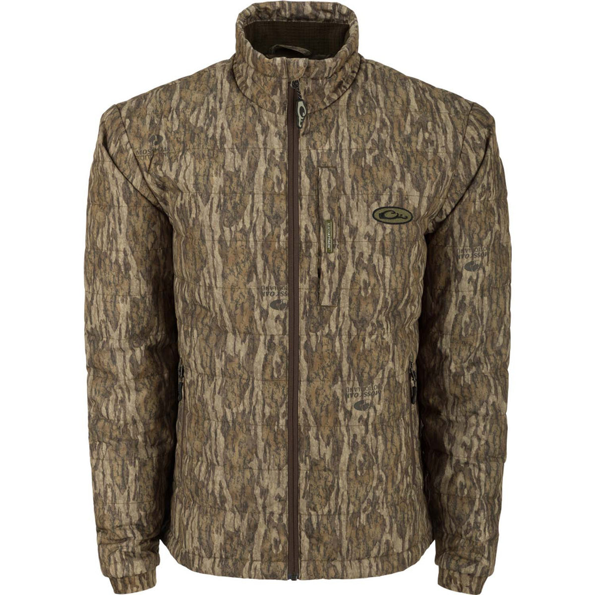 Drake Waterfowl MST Synthetic Down Pack Jacket Image in Mossy Oak Bottomland